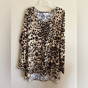 NWT LuLaRoe Leopard Print High Low Long Sleeve Top